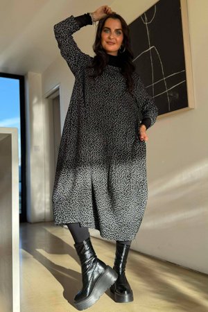 Copenhagen Crackle Cocoon Dress Black